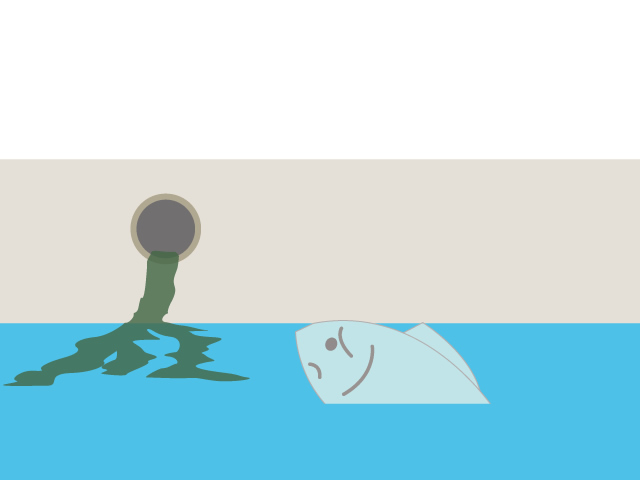 魚 | 川 | 汚染 | 被害 | 廃棄 - 汚染/工場/環境/地球/自然/きれい/イラスト/無料/クリップアート