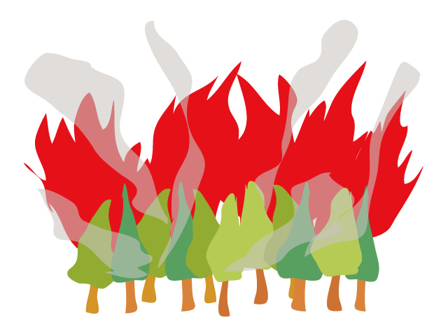 森林 | 火事 | 火災 | 環境・自然・エネルギー・災害 - 汚染/工場/環境/地球/自然/きれい/イラスト/無料/クリップアート