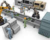 Working with robots ｜ Factory work ｜ Assembly line --Industrial image Free illustration