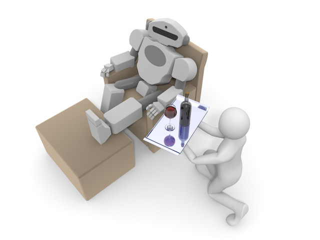 ロボットが客｜機械社会｜くつろぐロボット - テクノロジー / 技術開発 / 写真 / 3D / 科学 / イラスト / フォト / 無料 / 機械