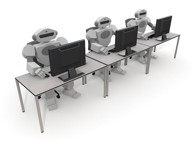 働くロボット社員｜パソコンを操作｜ミスがない - テクノロジー / 技術開発 / 写真 / 3D / 科学 / イラスト / フォト / 無料 / 機械