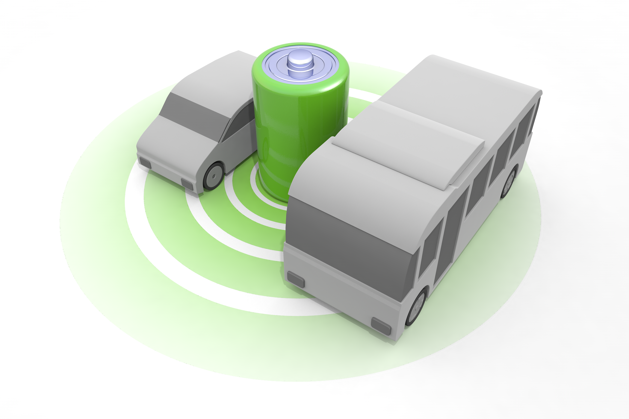 サービスエリア / クリーン / 自然に優しい車 / プラグイン自動車 - イラスト/3Dレンダリング/フリー素材/商用使用OK