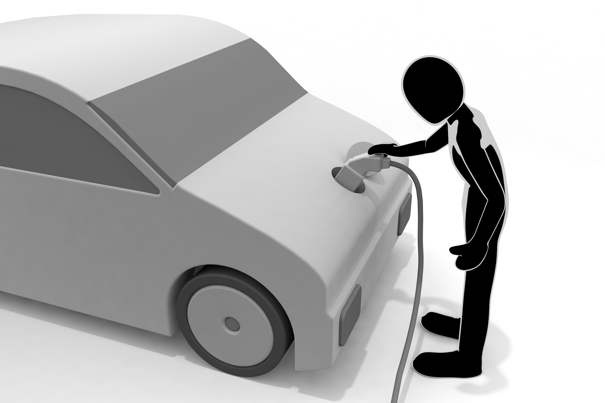 電気をエネルギー源/コストも異なる/普通充電と急速充電 - イラスト/3Dレンダリング/フリー素材/商用使用OK