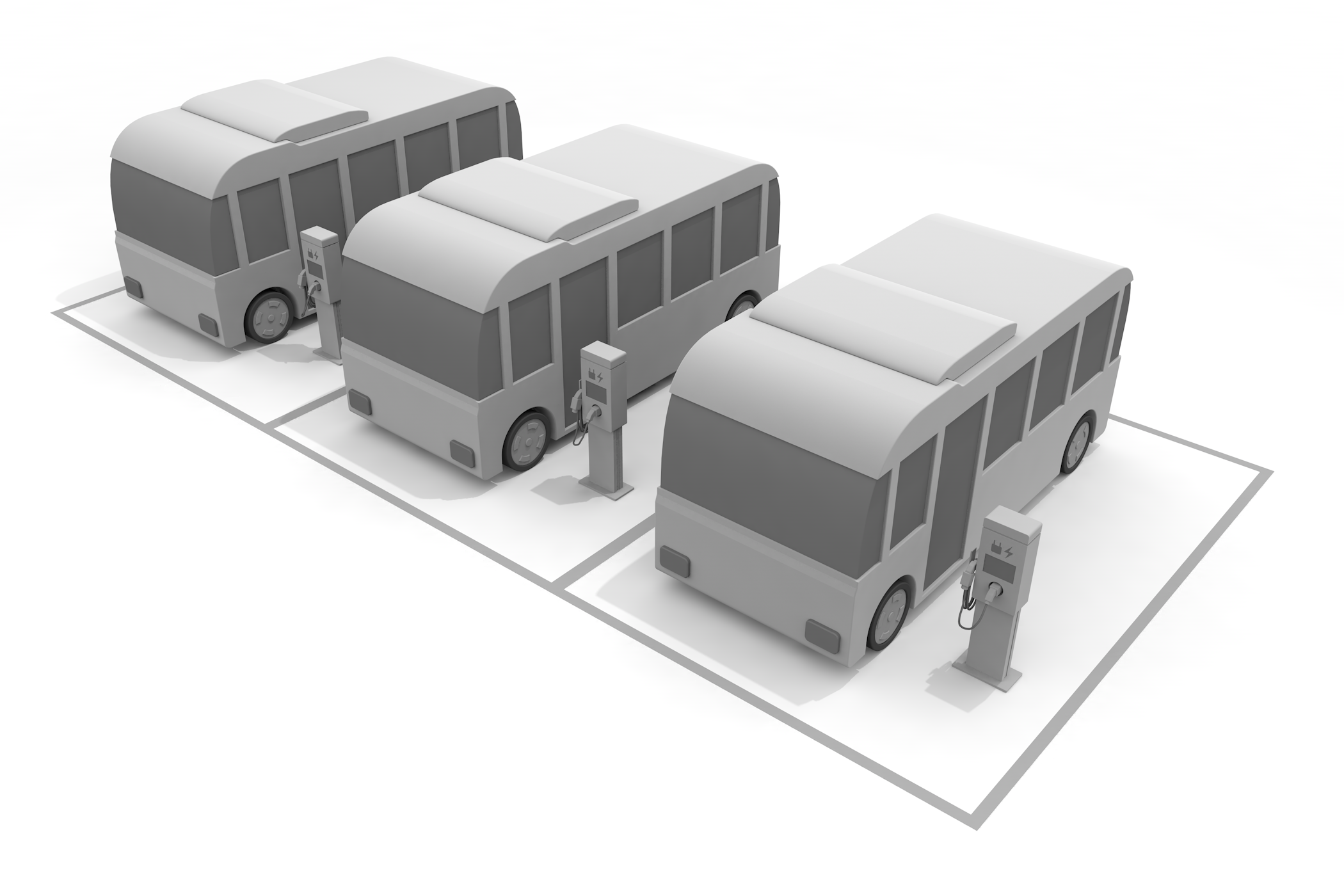 エコカー / エネルギー / 温暖化 / 充電スタンド - イラスト/3Dレンダリング/フリー素材/商用使用OK