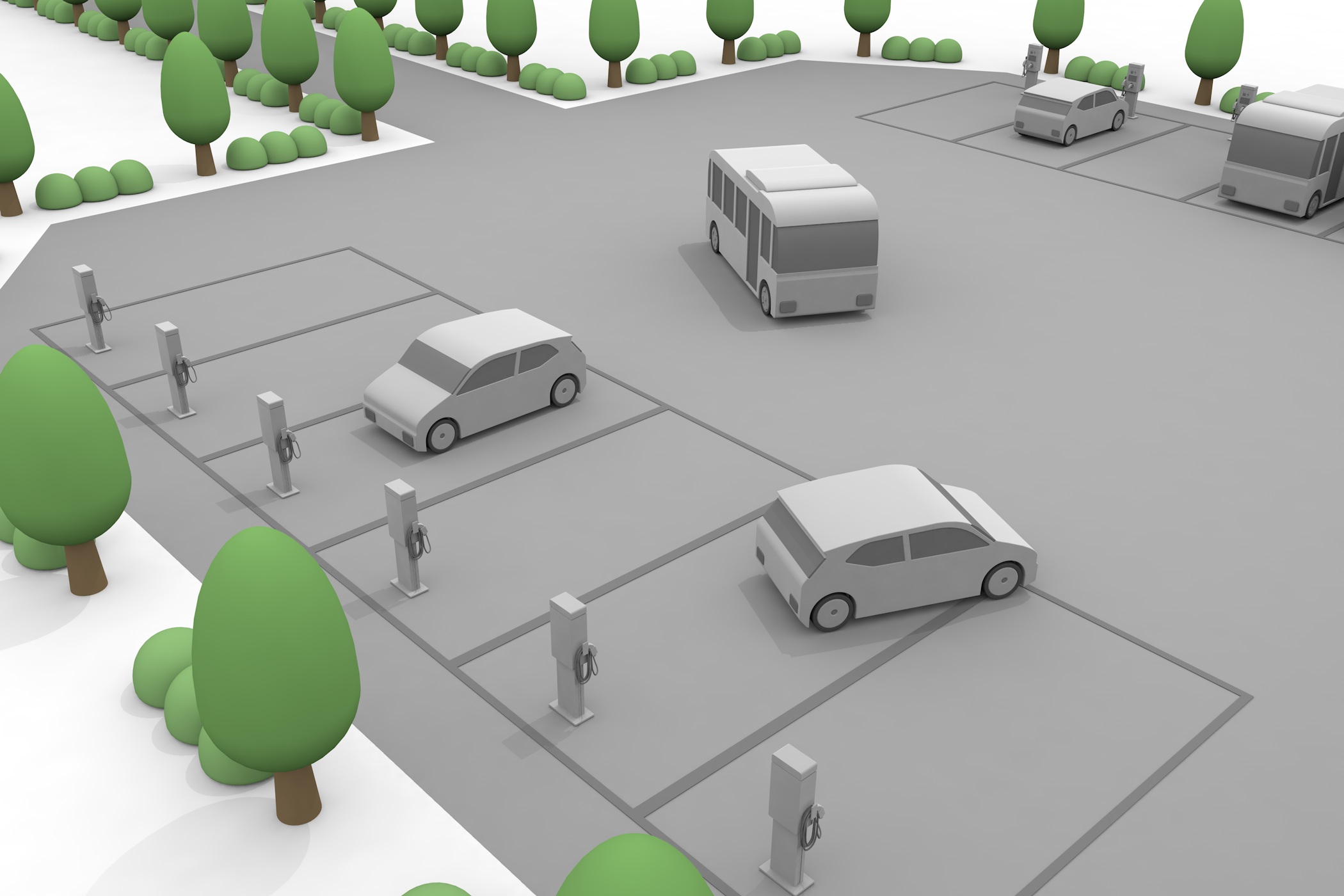 電気 / 電動 / スマート / 車 / 蓄電池 / 電源 / 充電ステーション - イラスト/3Dレンダリング/フリー素材/商用使用OK