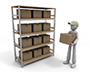 Put luggage on the shelf ｜ Worker ｜ Warehouse ――Industrial image Free illustration