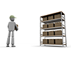 棚に荷物を置く人物｜倉庫内作業 - 産業イメージ 無料イラスト