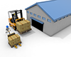 Operate a forklift ｜ Carrying goods with a bullet jack --Industrial image Free illustration