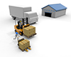 Operate a forklift ｜ Carrying goods with a bullet jack --Industrial image Free illustration
