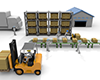 People working in the warehouse | Operating a forklift-Industrial image Free illustration