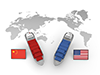 貿易摩擦　世界　景気　中国　アメリカ - 産業イメージ 無料イラスト